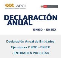 INSTRUCTIVO PARA EL LLENADO DE LA DECLARACIÓN ANUAL 2015 SIN EJECUCION DE INTERVENCIONES PASO 1 1.1 Ingrese a la página web de APCI: www.apci.gob.