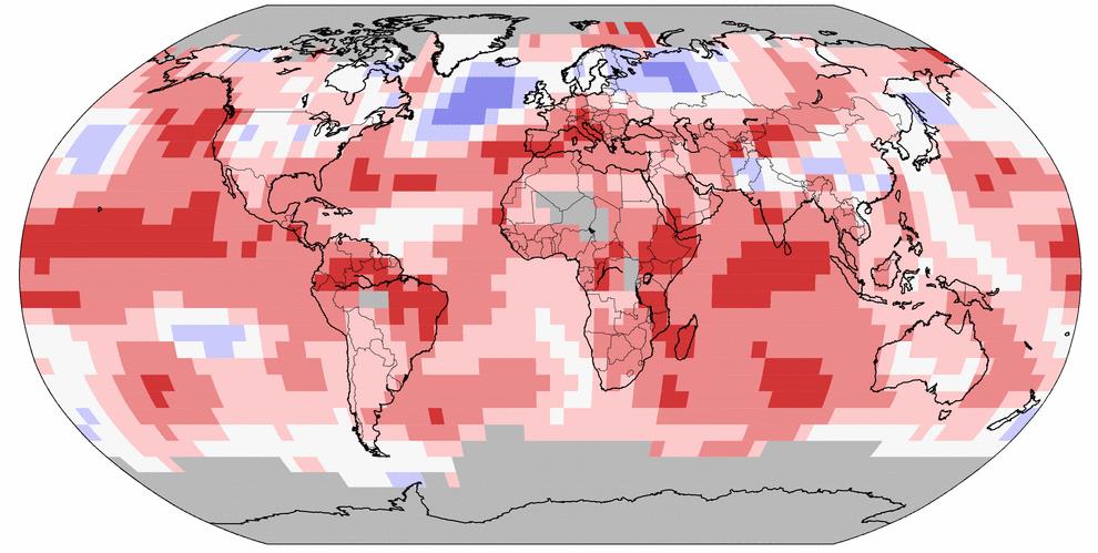 MÁS FRÍO PROMEDIO MÁS CALIENTE FUENTE: NOAA, Land & Ocean Temperature