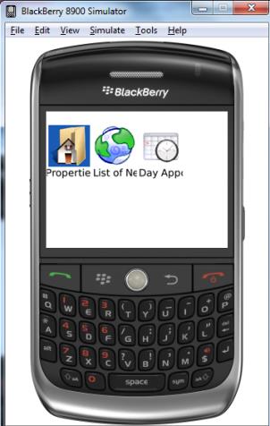 En caso de no tener un equipo conectado a la máquina, GeneXus abrirá la aplicación en el emulador de BlackBerry.