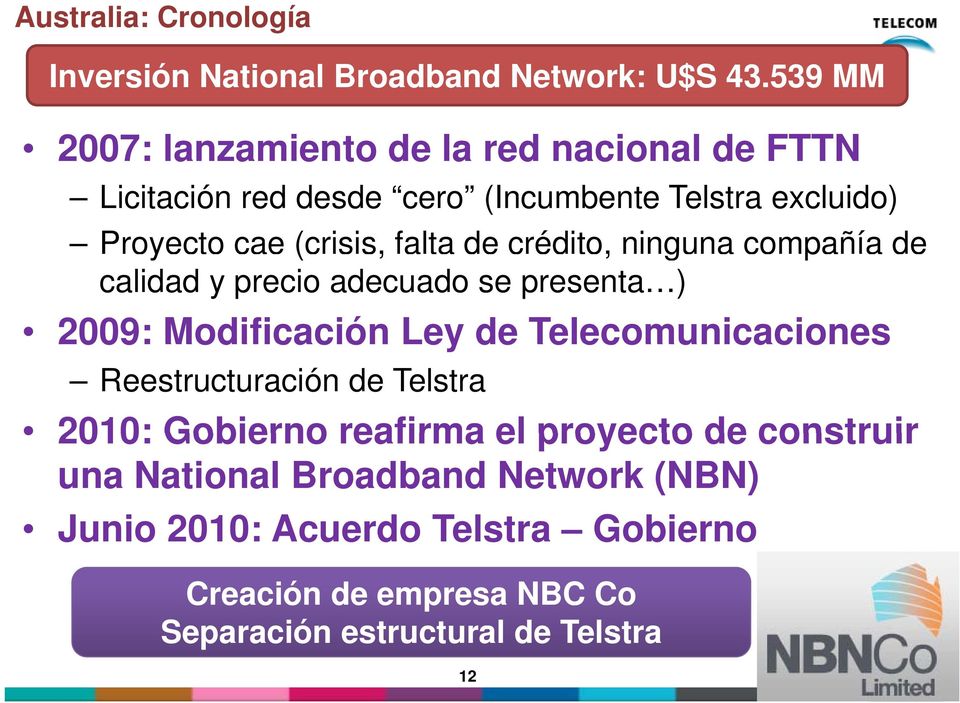 falta de crédito, ninguna compañía de calidad y precio adecuado se presenta ) 2009: Modificación Ley de Telecomunicaciones