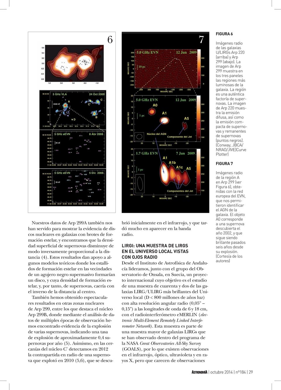 (Conway, JBCA/ NRAO/JIVE)Curve Plotter) Nuestros datos de Arp 299A también nos han servido para mostrar la evidencia de discos nucleares en galaxias con brotes de formación estelar, y encontramos que