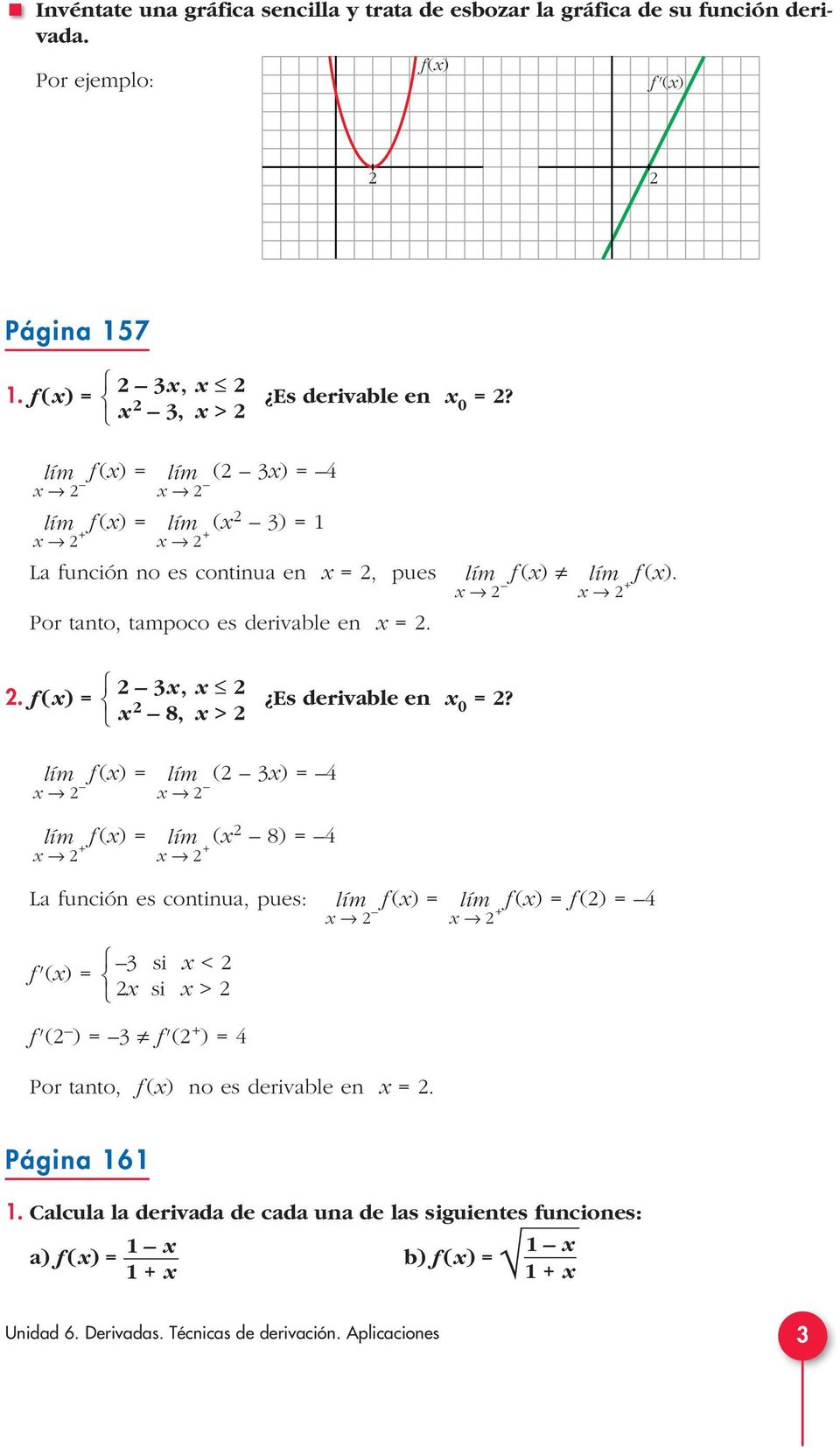 + Por tanto, tampoco es derivable en.,. f () 8, > Es derivable en 0?