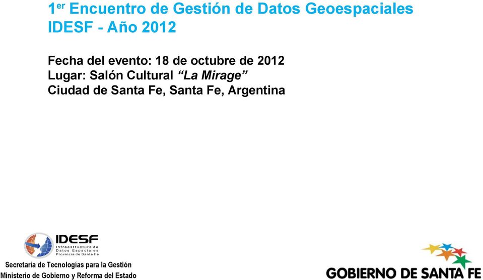 evento: 18 de octubre de 2012 Lugar: Salón
