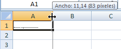 Para ajustar el ancho de la columna a los títulos ingresados, posicionamos el mouse en la línea divisoria de las columnas y hacemos doble clic.