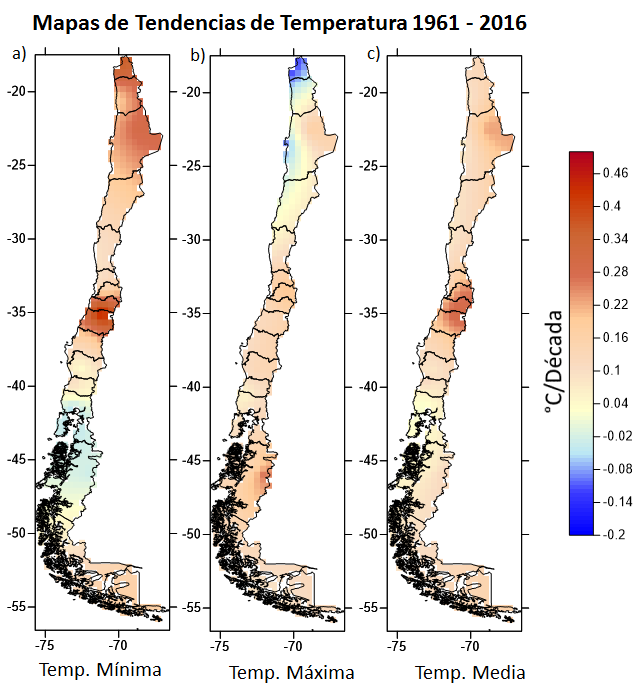 Chile má s cá lido Prácticamente todo el país manifiesta un incremento de la temperatura.