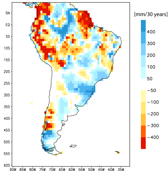 Cambios observados en Precipitación (1960-hoy) Semiarid climate MAP 30-500 mm (IA)/MAP 0.3 0.