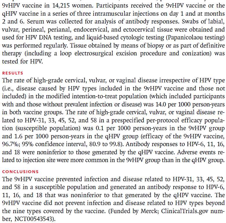 Novedades: Gardasil 9 VPH 6, 11, 16 y 18 más 31, 33, 45, 52 y 58 nonavalente vs tetravalente