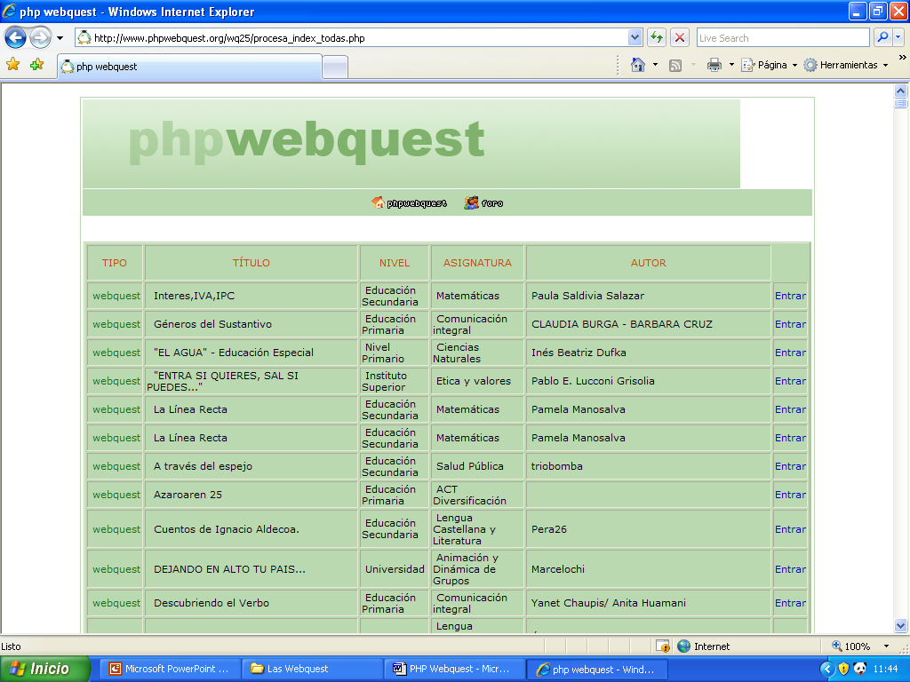 PHP WEBQUEST http://www.