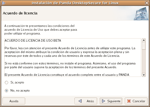 Instalación Instalación 6. Selecciona el idioma en el que deseas que se instale Panda DesktopSecure for Linux. 7. El programa muestra una ventana de bienvenida.