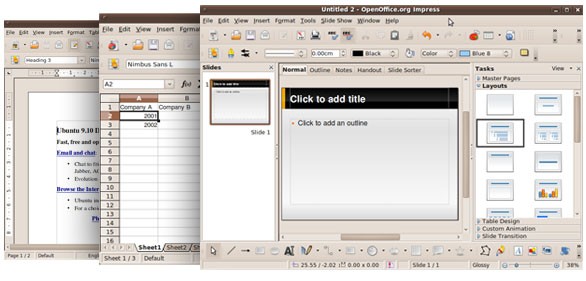 Aplicaciones de oficina Create professional documents, spreadsheets and presentations with OpenOffice.