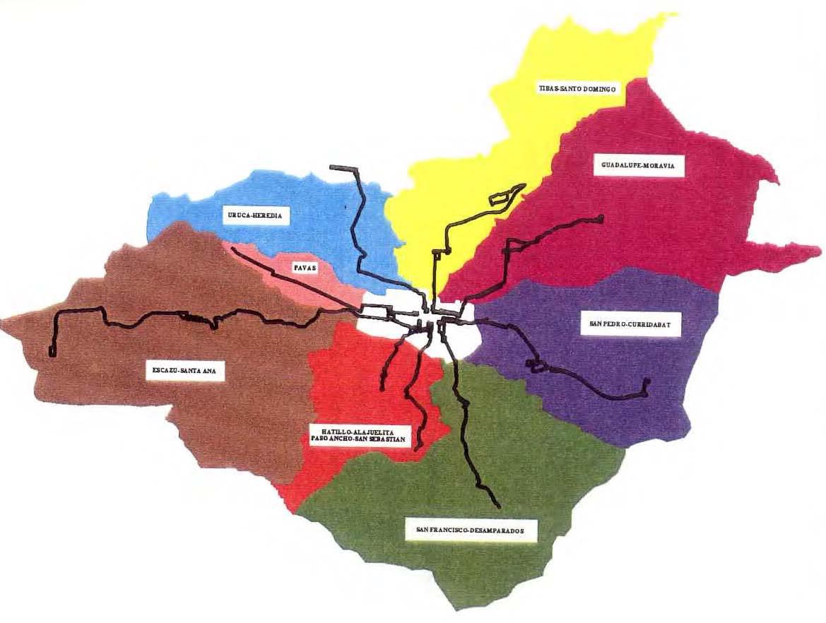 PNT: MOVILIDAD METROPOLITANA Y URBANA EN LA GAM SECTORIZACIÓN: Sistema Integrado de transporte público por sectores con rutas troncales radiales y diametrales, alimentadoras e intersectoriales.