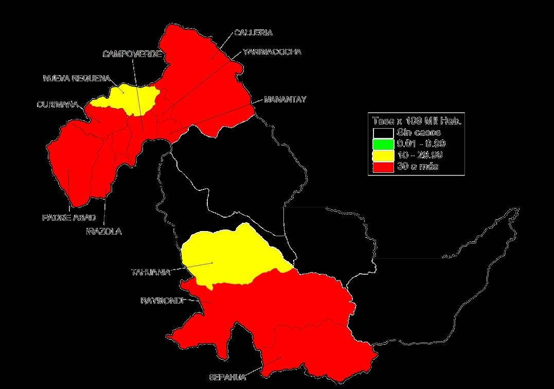 DENGUE: Departamento Ucayali 2016* Curva de casos de Dengue en Ucayali 2013 2016* Mapa de incidencia Ucayali 2016* 2013