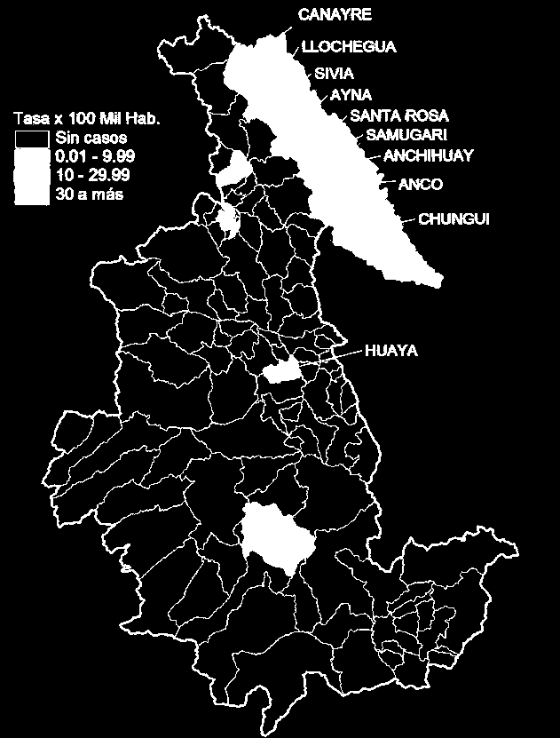 DENGUE: Departamento Ayacucho 2016* Curva de casos de Dengue Ayacucho 2013 2016* Mapa de incidencia Ayacucho 2016* 2013 2014 2015