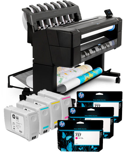 Tintas HP Designjet series T7100 Las tintas HP Vivera originales han sido diseñadas y probadas con su impresora, para ofrecer resultados uniformes. Compatible con series CAD Designjet T7100.