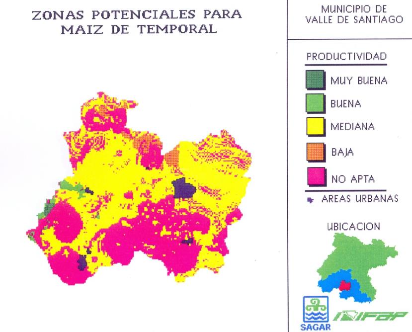 9.3. Imágenes de la Cartografía para cultivos básicos de Temporal con potencial productivo en el municipio de Valle de Santiago, Gto. Figura 87.