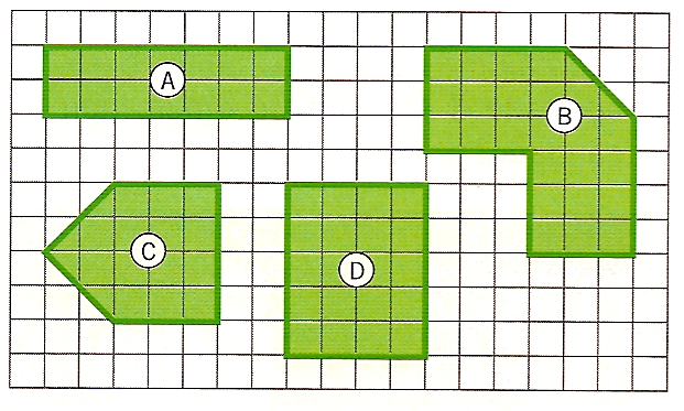 25.- Cómo son las áreas de estos dos cuadriláteros? 26.- Calcula las áreas de estas figuras en centímetros cuadrados 27.