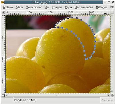6) Cambios de color: utilizando la herramienta, Balance de color, podemos alterar el color de parte de una imagen. Imagen a utilizar frutas.