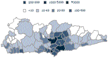 Demografía Cuadro 3.11: Distribución de la población según tamaño de la entidad de población de residencia, 2003 Mapa 3.2: Densidad de población por municipios.