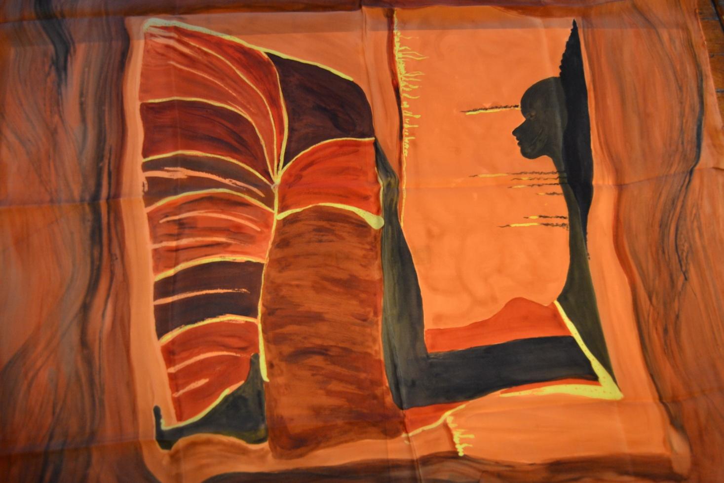 Pañuelo de seda pintado a mano 90x90 cm de Stella Tosso 65