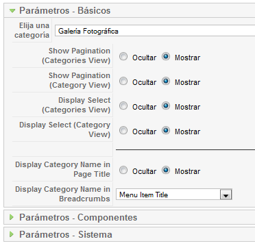Phoca Gallery Categoría - este diseño muestra una lista de todas las imágenes Galería Phoca dentro de una categoría en particular: Puede cambiar la configuración de los componentes de Parámetros -
