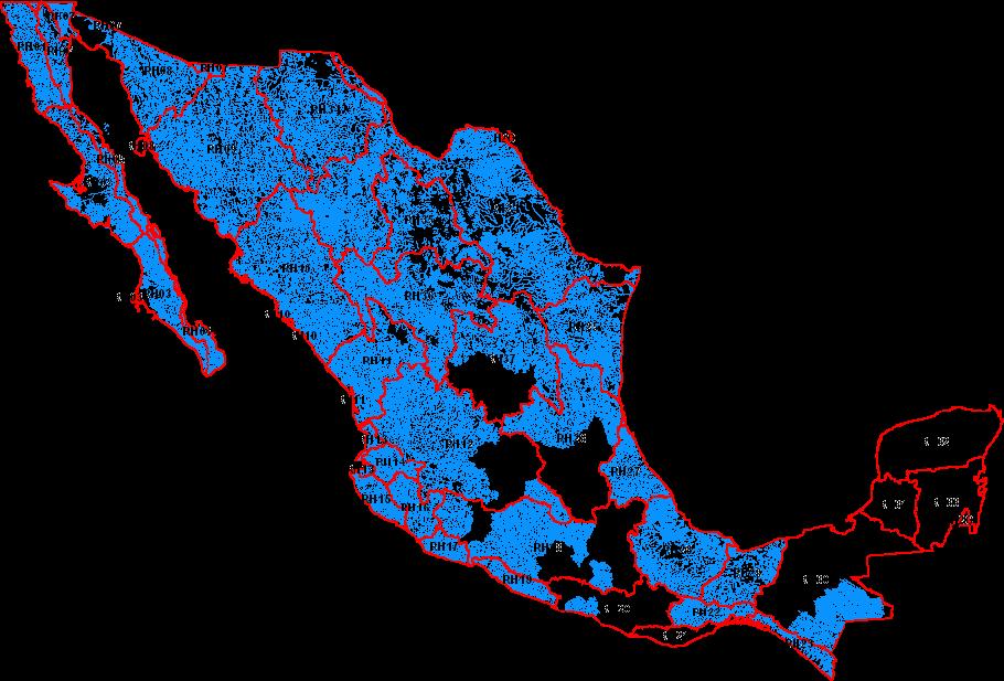 Corrección en el proyecto Cuencas hidrográficas de México escala 1:250 000. Detalle del análisis de redes, dirección de flujo y límites de cuencas hidrográficas.