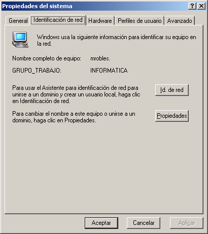 Página: 1 de 17 Compartir información de mi PC con Windows 2000 Usuario 1 Verificación del nombre de la PC y el grupo de trabajo. En el escritorio de Windows busca el icono de Mi PC.