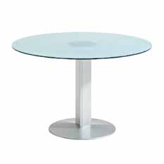 Ref. 3307 Mesa redonda tapa color blanco pie cilíndrico niquelado modelo Roma white round table chrome base 0,80 Ref.