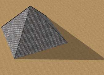 Verás unha animación na que se mostra a fórmula para calcular o volume dunha pirámide. Agora en escena aparece unha pirámide coa medida da súa altura, do lado da base e a apotema da base.