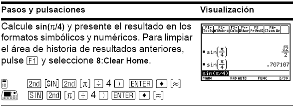 PANTALLA HOME (PRINCIPAL) DE LA CALCULADORA La pantalla Home (Principal) de la calculadora es el punto de partida para realizar operaciones matemáticas, lo que incluye ejecutar instrucciones,