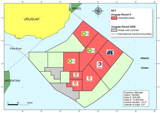 Ronda Uruguay II - 2012 Programa exploratorio comprometido para el período 2012-2015: 1 pozo exploratorio en aguas profundas 33.240Km2 de sísmica 3D 13.080Km2 de CSEM 3D 3.