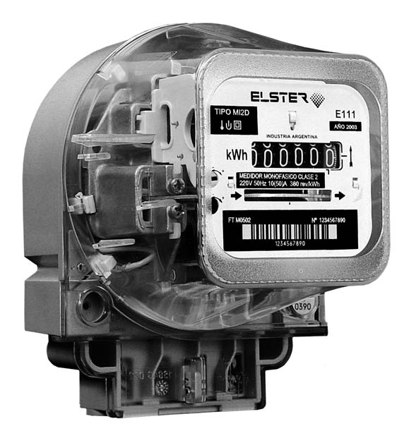 Medidor Monofásico Electromecánico E111 Características principales Libre de mantenimiento durante la vida útil. Caja termoplástica doble aislación con grado de protección IP 52, según IEC 529.