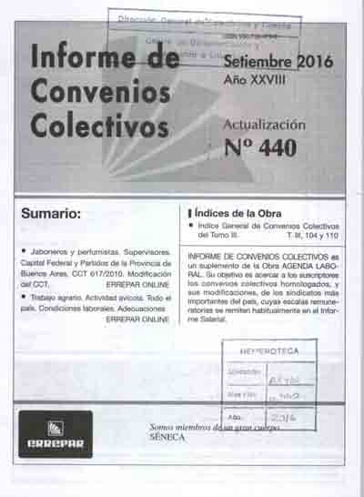 INFORME DE CONVENIOS COLECTIVOS. Nº440.