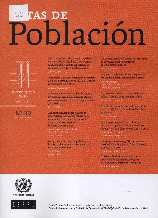 Centro Latinoamericano y Caribeño de Demografía (Santiago de Chile) NOTAS DE POBLACIÓN. Nº102, 2016 Los n.