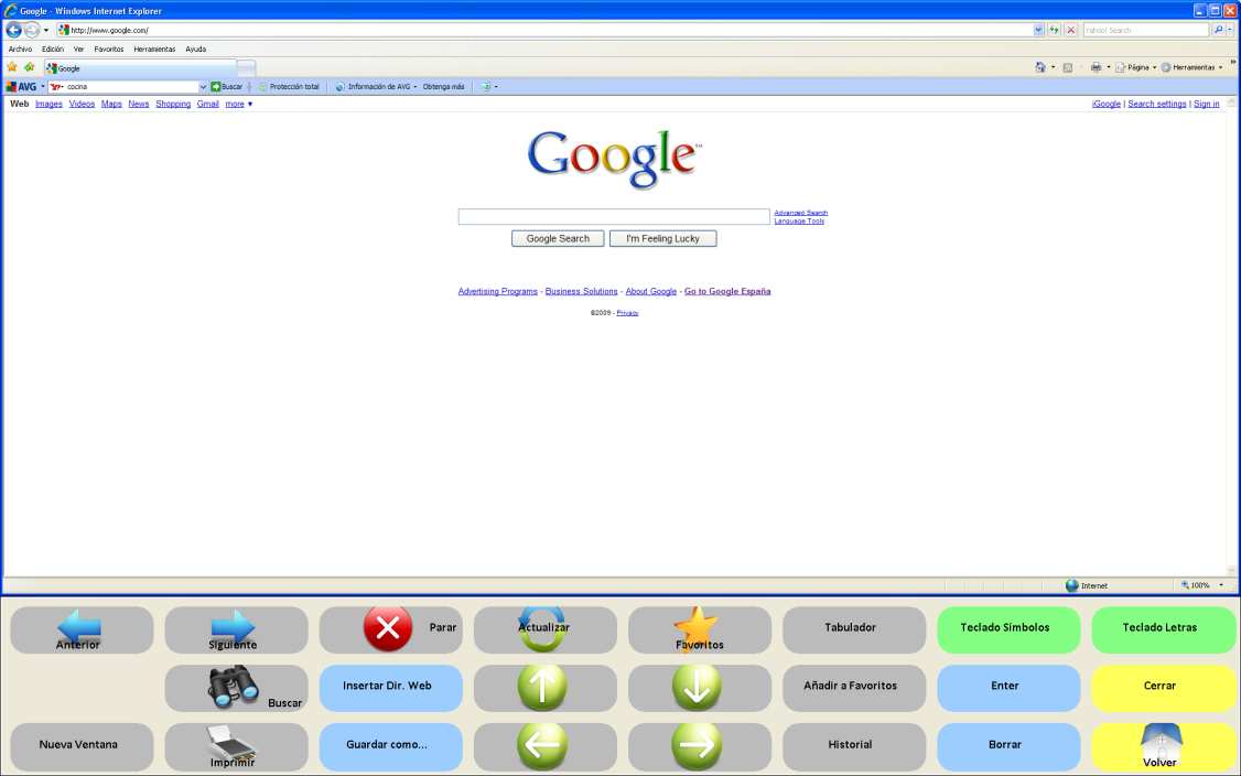 Figura XII. 1. Página principal del buscador Google.