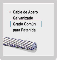 Descripción general. Cable de acero galvanizado desnudo grado común. Especificaciones.