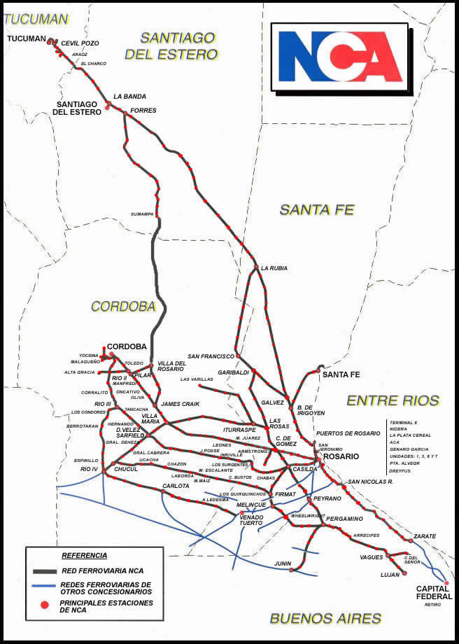 Mapa 6.4: Red Ferroviaria de Nuevo Central Argentino Fuente: Página web de la Empresa Nuevo Central Argentino (www.nca.com.ar).