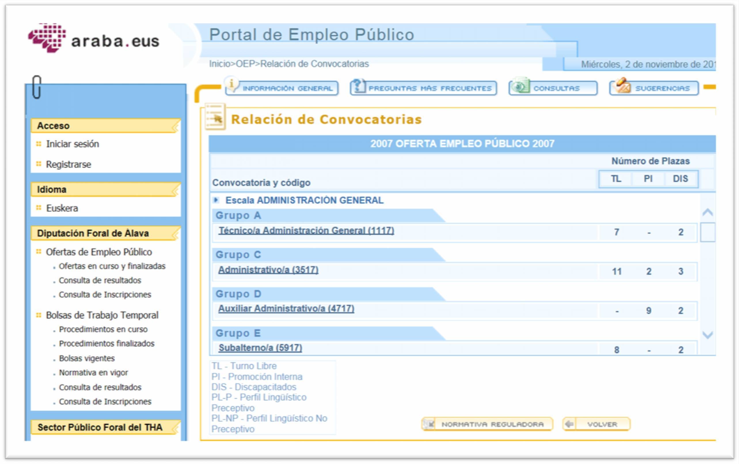 Una vez efectuado el registro se accede a la información contenida en el Portal de Empleo a través de