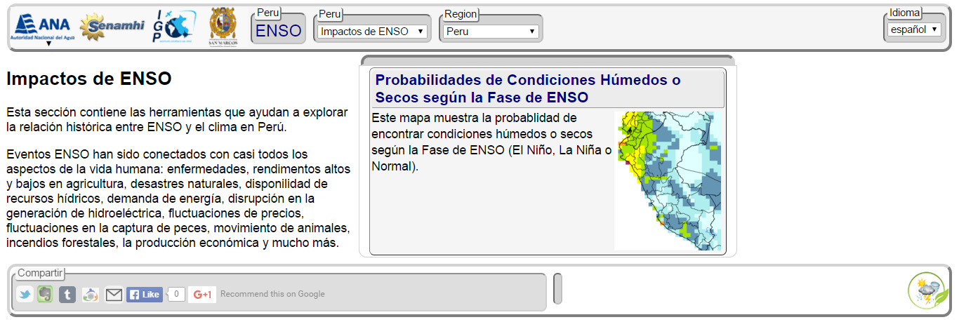 2.4.4. Impactos de ENSO Figura 26 La carpeta de los Impactos de ENSO. Esta sección (Figura 26) contiene las herramientas que ayudan a explorar la relación histórica entre ENSO y el clima en Perú.