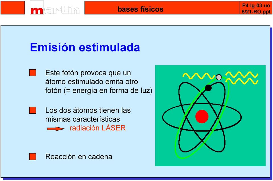 átomo estimulado emita otro fotón (= energía en forma