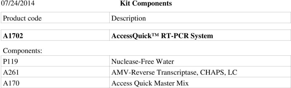 AccessQuick RT-PCR System Nuclease-Free Water