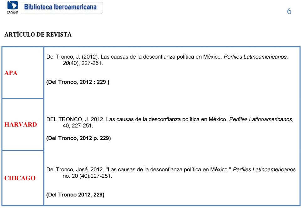 Perfiles Latinoamericanos, 40, 227-251. (Del Tronco, 2012 p. 229) Del Tronco, José. 2012. "Las causas de la desconfianza política en México.