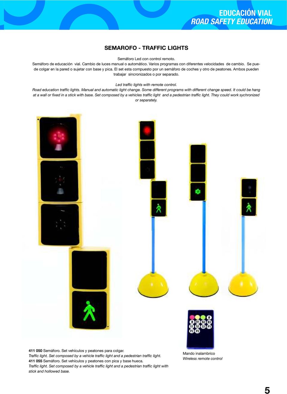 Led traffic lights with remote control. Road education traffic lights. Manual and automatic light change. Some different programs with different change speed.