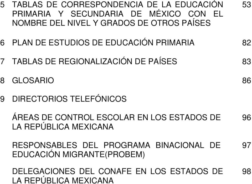 9 DIRECTORIOS TELEFÓNICOS ÁREAS DE CONTROL ESCOLAR EN LOS ESTADOS DE LA REPÚBLICA MEXICANA RESPONSABLES DEL