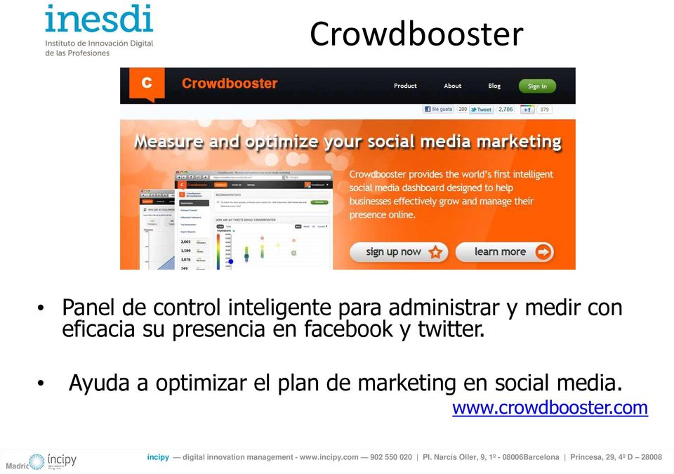 Ayuda a optimizar el plan de marketing en social media. www.crowdbooster.