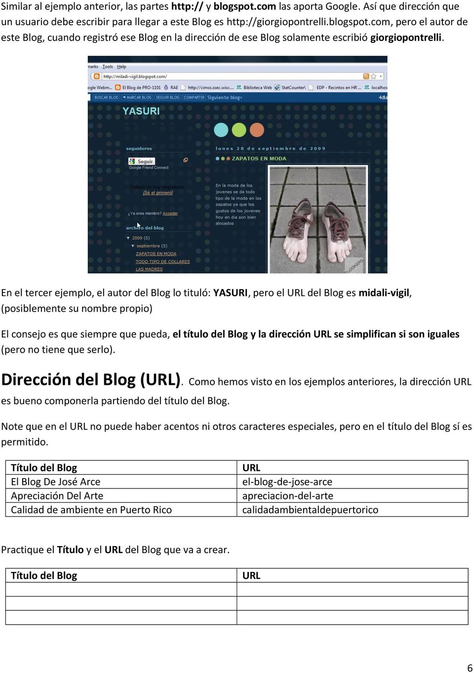 URL se simplifican si son iguales (pero no tiene que serlo). Dirección del Blog (URL). Como hemos visto en los ejemplos anteriores, la dirección URL es bueno componerla partiendo del título del Blog.
