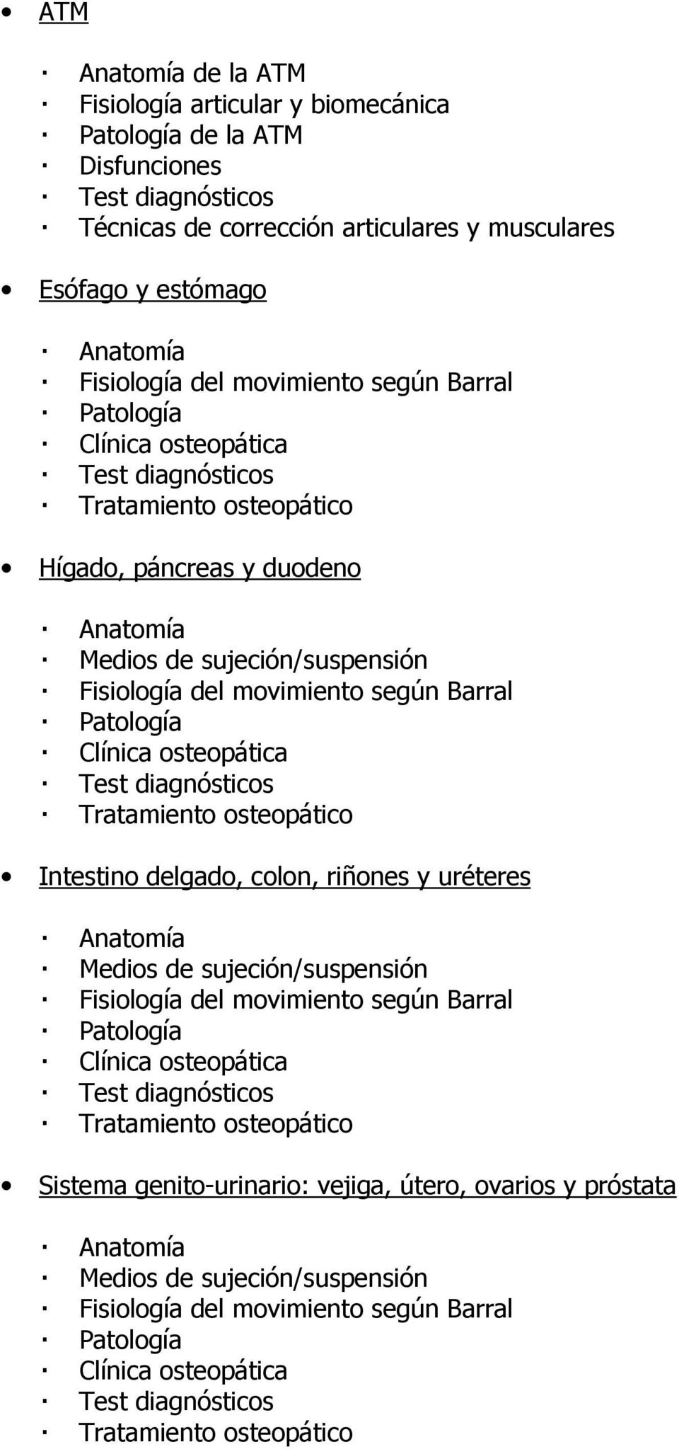 de sujeción/suspensión Intestino delgado, colon, riñones y uréteres Medios de