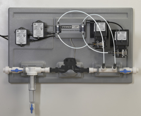INYECCION PROPORCIONAL Inyecte químicos concentrados y mantenga los niveles de químicos apropiados Sistema de Inyección Proporcional A la venta preensamblado y montado a un panel PCM Medidor de Agua
