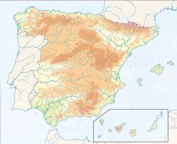 2. La singularidad Geográfica de España D La configuración del relieve DISPOSICIÓN PERIFÉRICA DE LOS RELIEVES MONTAÑOSOS