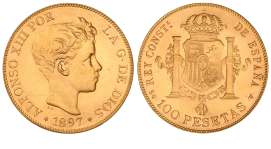 STARTING PRICE IN UROS F 1098 Serie 3 monedas 5, 25 y 50 Pesetas. 1957 (*BA). I Exposición Iberoamericana de Numismática y Medallística. SC.................................... 150, REACUÑACIONES OFICIALES F 1099 10 Pesetas.