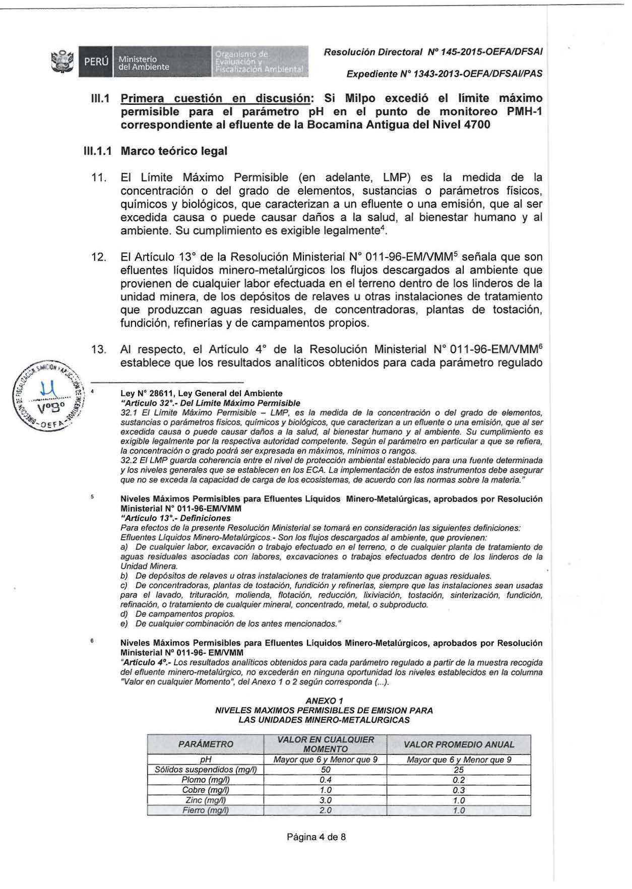 Resolución Directora/ N 145-2015-0EFAIDFSA/ Expediente N" 1343-2013-0EFAIDFSA/IPAS 111.